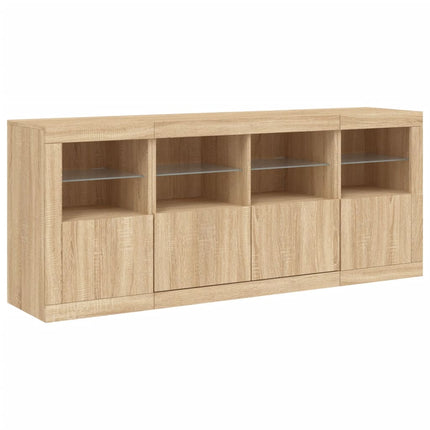 skænk med LED-lys 163x37x67 cm sonoma-eg