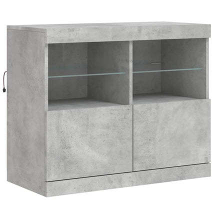 skænk med LED-lys 163x37x67 cm betongrå