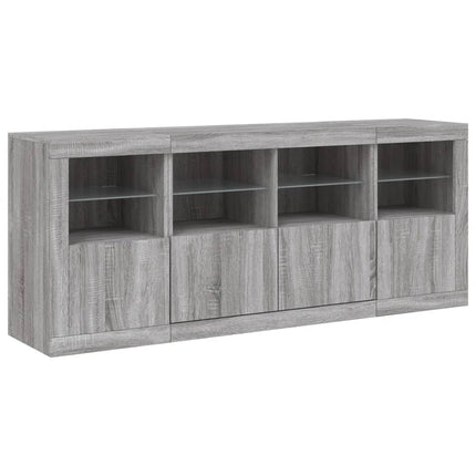 skænk med LED-lys 163x37x67 cm grå sonoma-eg