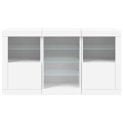 skænk med LED-lys 123x37x67 cm hvid