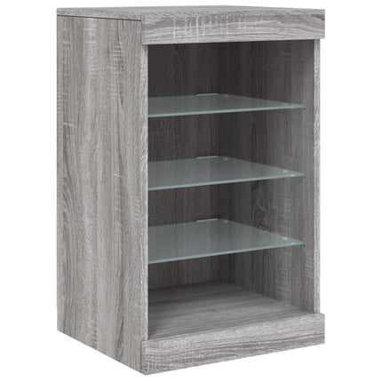 skænk med LED-lys 123x37x67 cm grå sonoma-eg
