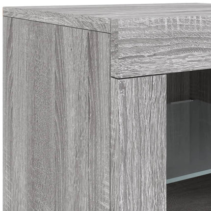 skænk med LED-lys 123x37x67 cm grå sonoma-eg