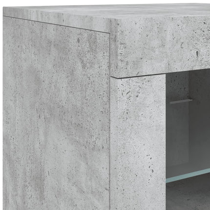skænk med LED-lys 142,5x37x67 cm betongrå