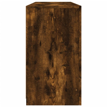 skænk med LED-lys 142,5x37x67cm røget egetræsfarve