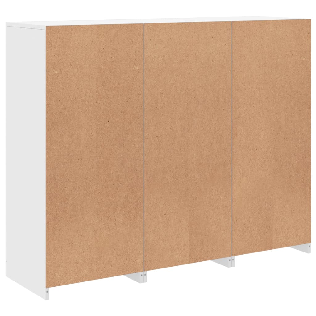 skænke med LED-lys 3 stk. konstrueret træ hvid