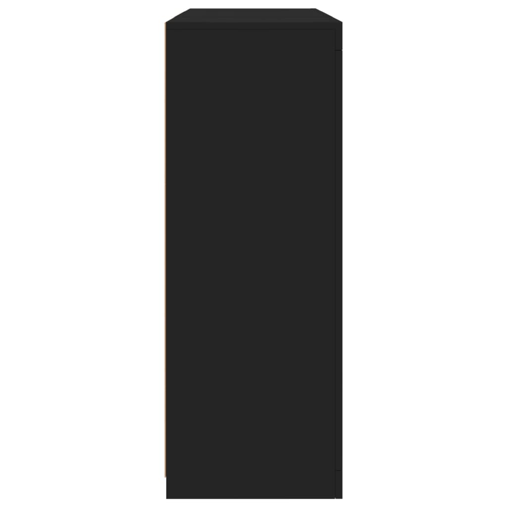 skænke med LED-lys 3 stk. konstrueret træ sort