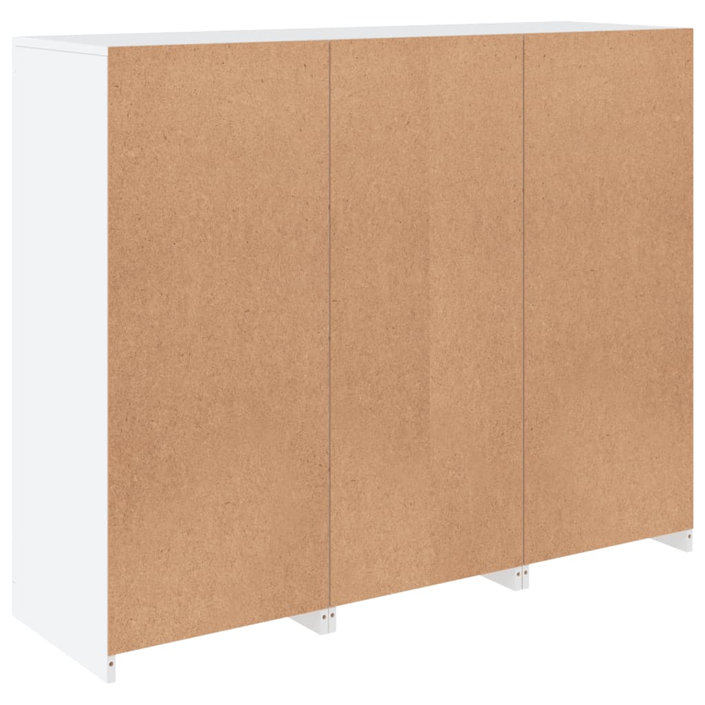 skænke med LED-lys 3 stk. konstrueret træ hvid