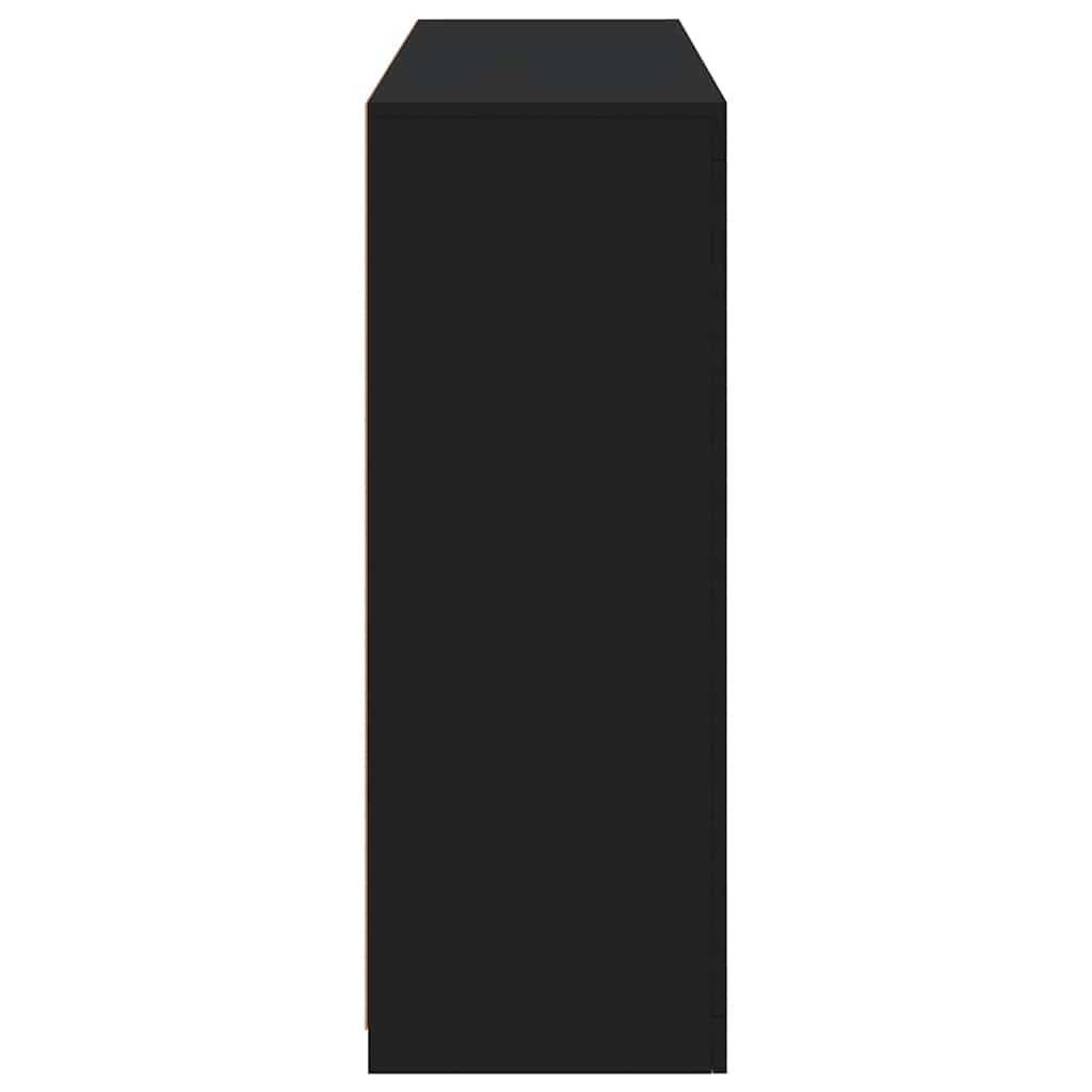 skænke med LED-lys 3 stk. konstrueret træ sort