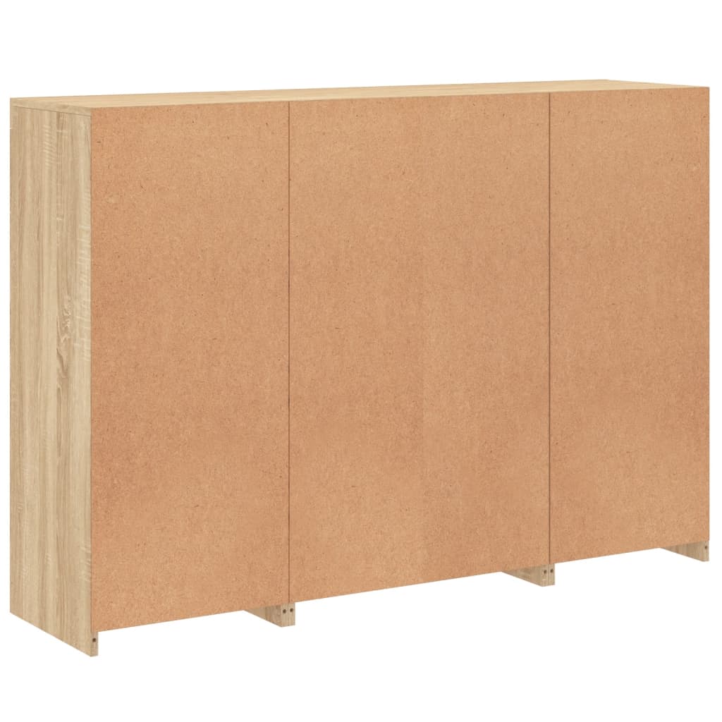 skænke med LED-lys 3 stk. konstrueret træ sonoma-eg