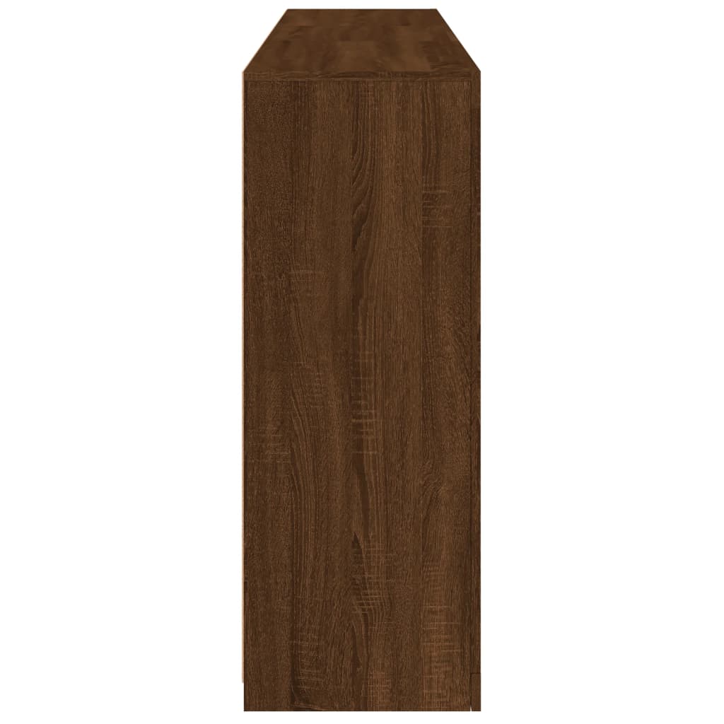 skænk med LED-lys 162x37x100 cm brun egetræsfarve