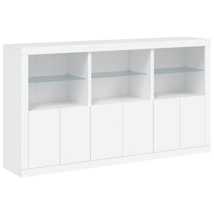 skænk med LED-lys 181,5x37x100 cm hvid