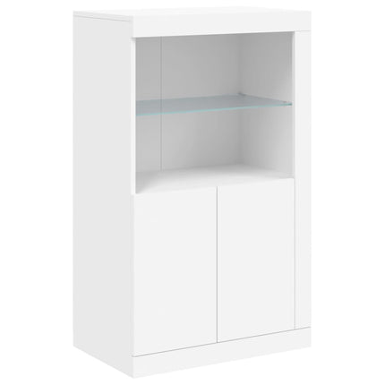 skænk med LED-lys 181,5x37x100 cm hvid