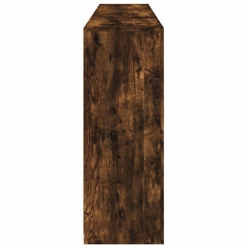 skænk med LED-lys 181,5x37x100 cm røget egetræsfarve