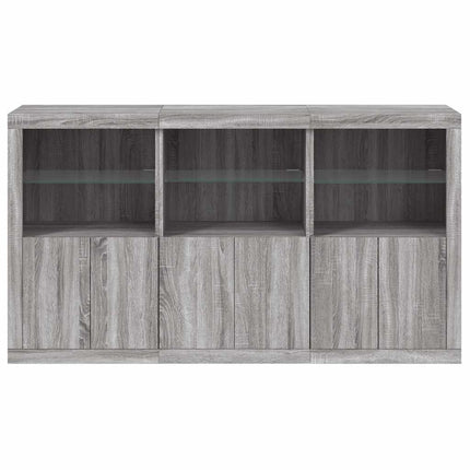 skænk med LED-lys 181,5x37x100 cm grå sonoma-eg