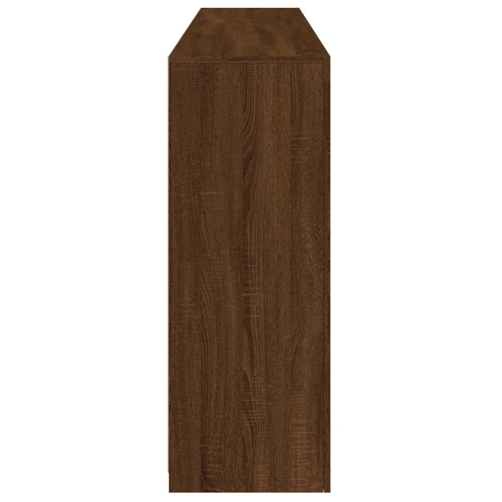 skænk med LED-lys 181,5x37x100 cm brun egetræsfarve