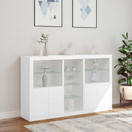 skænk med LED-lys 162x37x100 cm hvid