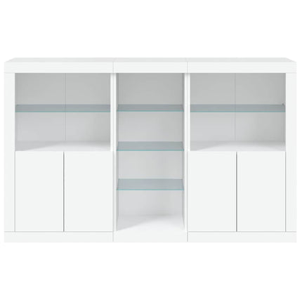 skænk med LED-lys 162x37x100 cm hvid