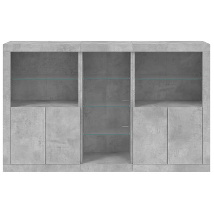 skænk med LED-lys 162x37x100 cm betongrå