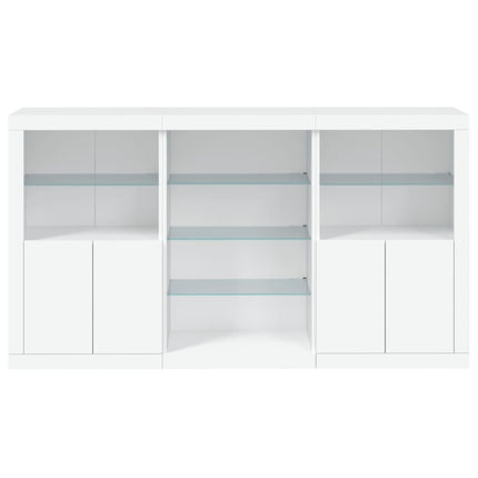 skænk med LED-lys 181,5x37x100 cm hvid