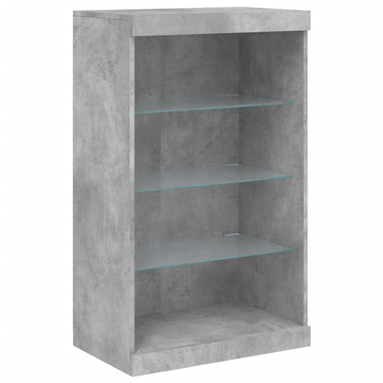skænk med LED-lys 181,5x37x100 cm betongrå