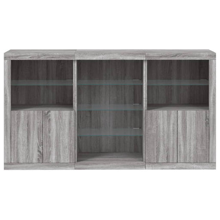 skænk med LED-lys 181,5x37x100 cm grå sonoma-eg