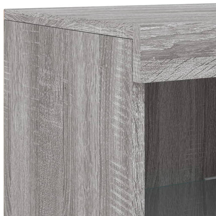 skænk med LED-lys 181,5x37x100 cm grå sonoma-eg