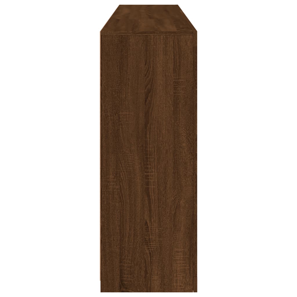 skænk med LED-lys 181,5x37x100 cm brun egetræsfarve