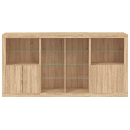 skænk med LED-lys 202x37x100 cm sonoma-eg