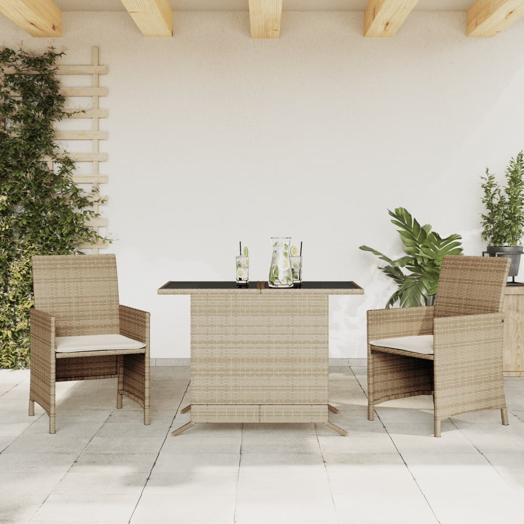 bistrost til haven 3 dele med hynder polyrattan beige