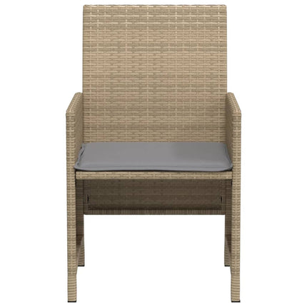 bistrosæt til haven 3 dele med hynder polyrattan blandet beige