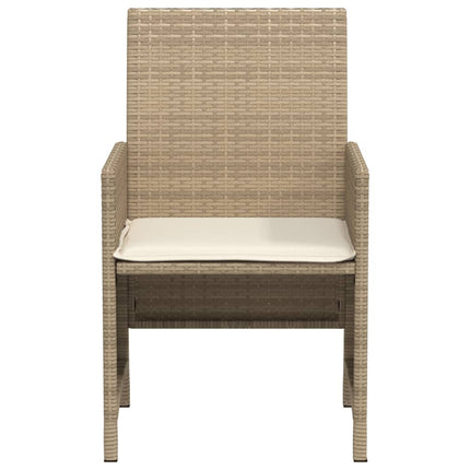 bistrosæt til haven 3 dele med hynder polyrattan beige