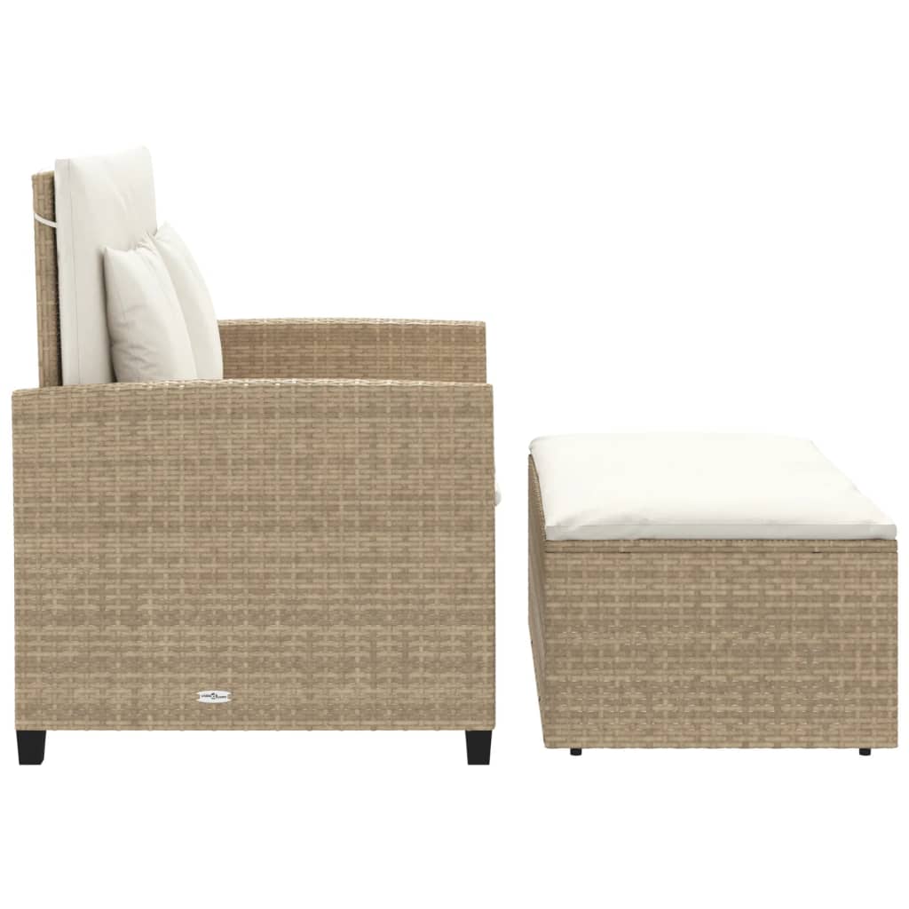 2-personers havesofa med hynder polyrattan beige