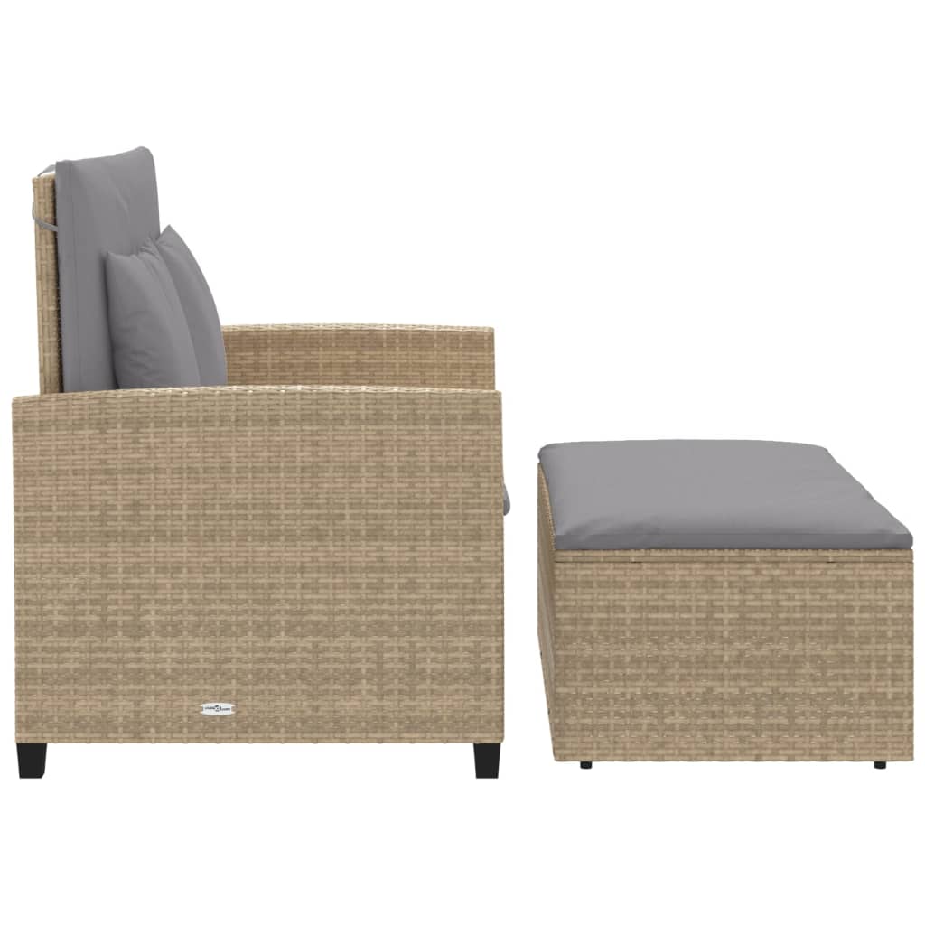 2-personers havesofa med hynder polyrattan beige