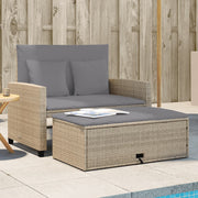 2-personers havesofa med hynder polyrattan beige