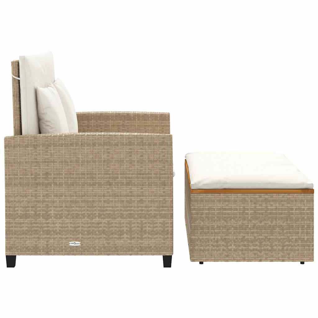 2-personers havesofa med hynder polyrattan og akacietræ beige