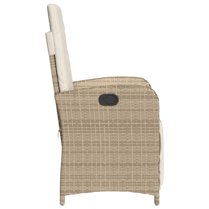 bistrosæt til haven 3 dele med hynder polyrattan beige