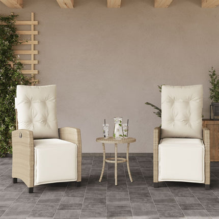 bistrosæt til haven 3 dele med hynder polyrattan beige