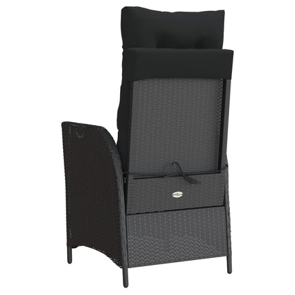 havestol med hynder justerbart ryglæn polyrattan sort