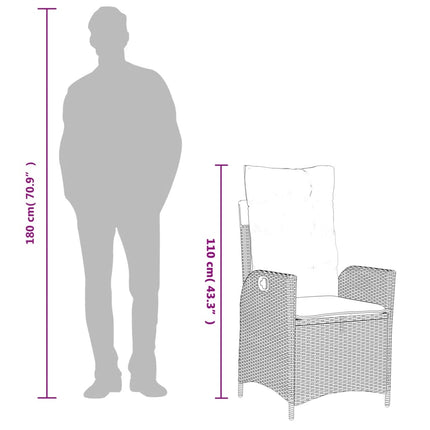 havestol med hynder justerbart ryglæn polyrattan sort