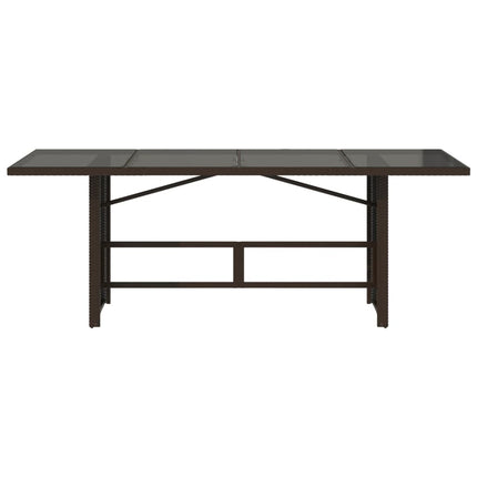 havebord med glastop 190x80x74 cm polyrattan brun