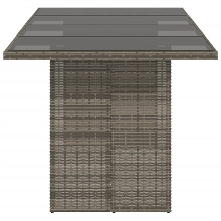havebord med glastop 190x80x74 cm polyrattan grå