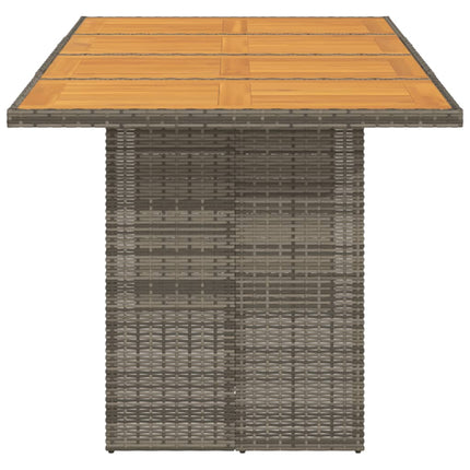 havebord med top i akacietræ 190x80x74 cm polyrattan grå