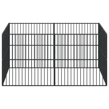 hundegård 8 paneler galvaniseret stål sort