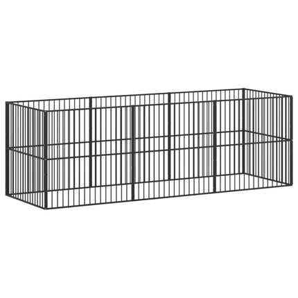 hundegård 8 paneler galvaniseret stål sort