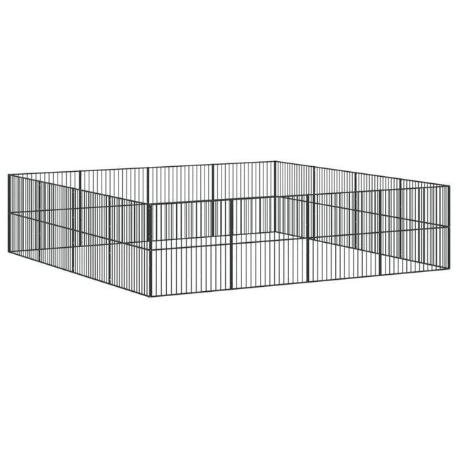 hundegård 16 paneler galvaniseret stål sort