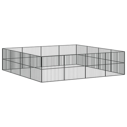 hundegård 16 paneler galvaniseret stål sort