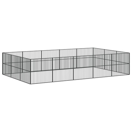 hundegård 16 paneler galvaniseret stål sort