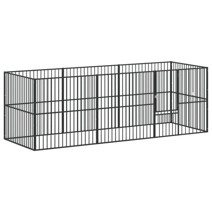 hundegård 8 paneler galvaniseret stål sort