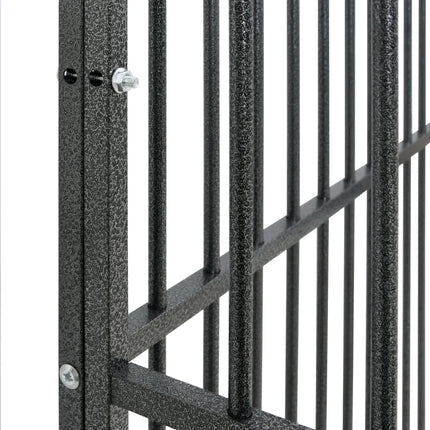 hundegård 12 paneler galvaniseret stål sort
