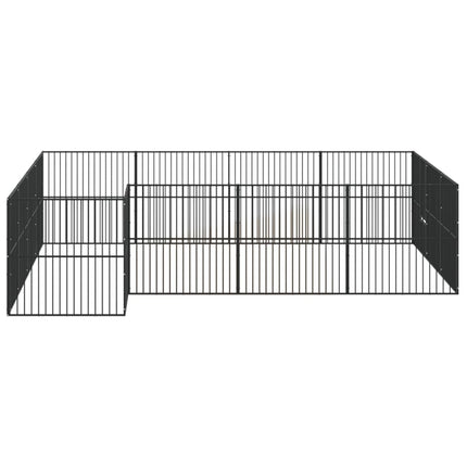 hundegård 16 paneler galvaniseret stål sort